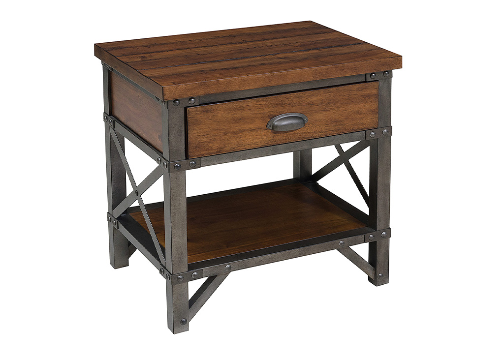 Industrial-Inspired Wood Nightstand