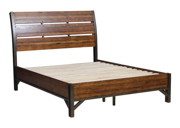 Industrial-Inspired Wood Queen Bed Frame