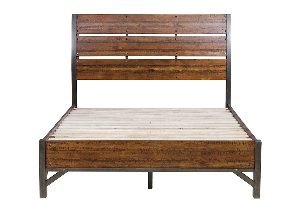 Industrial-Inspired Wood Queen Bed Frame