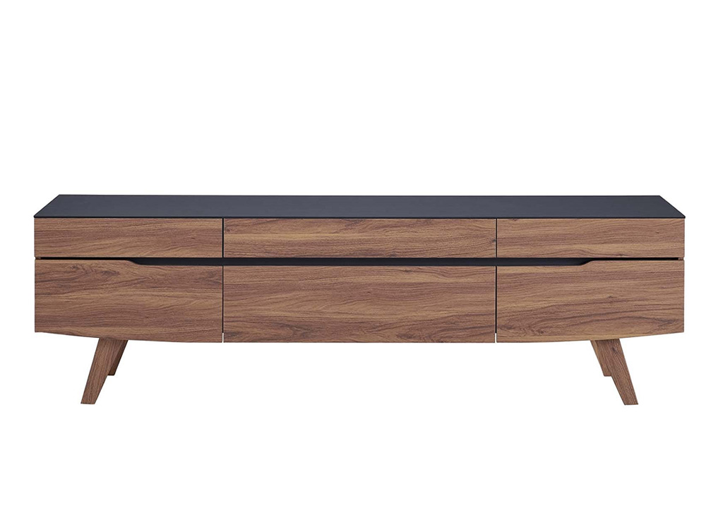 Mid-Century Inspired Walnut & Gray TV Stand