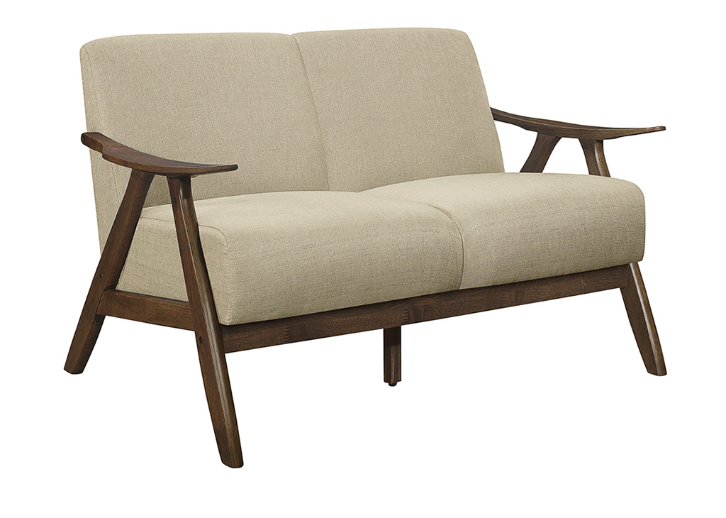 Mid-Century Upholstered Loveseat - Light Brown