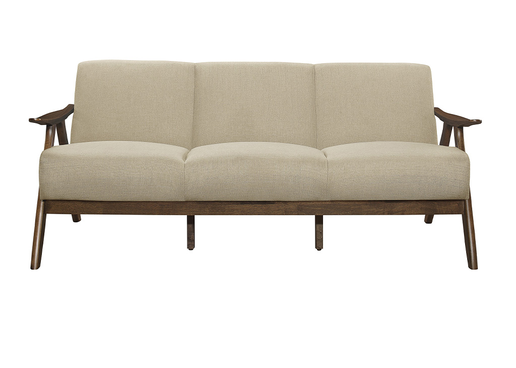 Mid-Century Upholstered Sofa - Light Brown