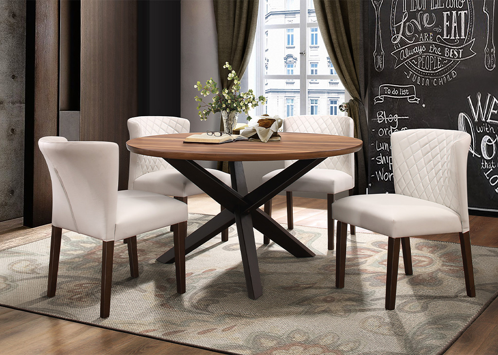 Modern Two-Toned Round Dining Table