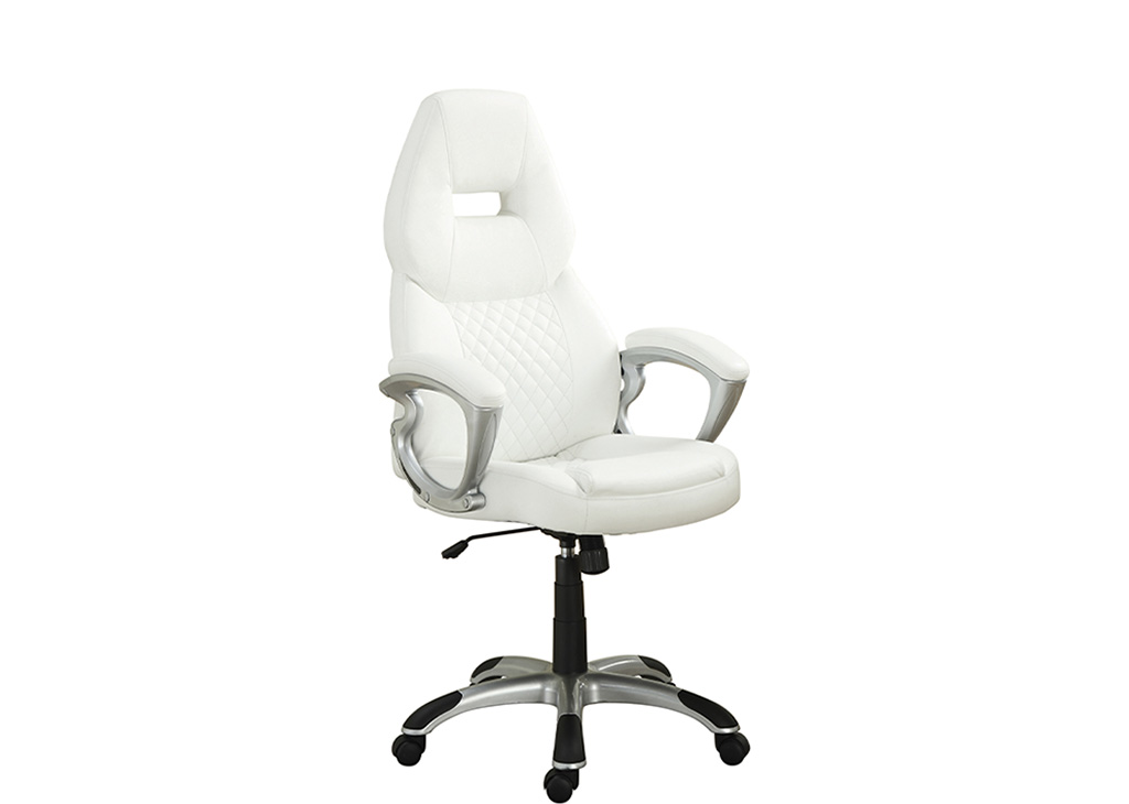 Modern White & Silver Vinyl Office Chair
