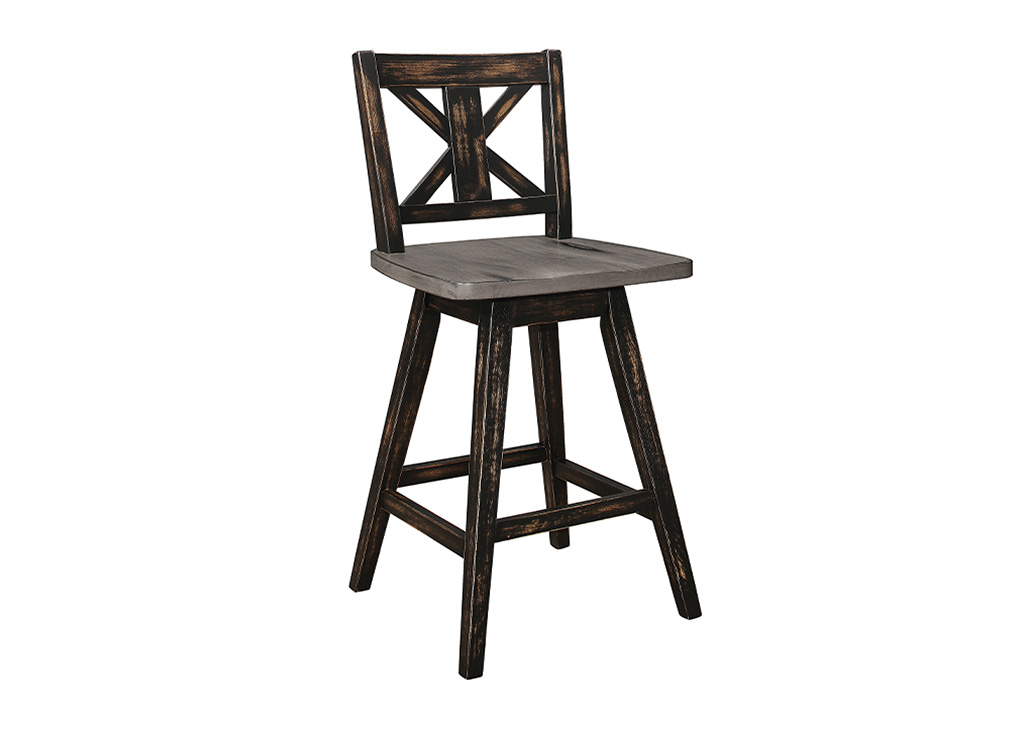 Rustic-Inspired Swivel Counter Stool - Black