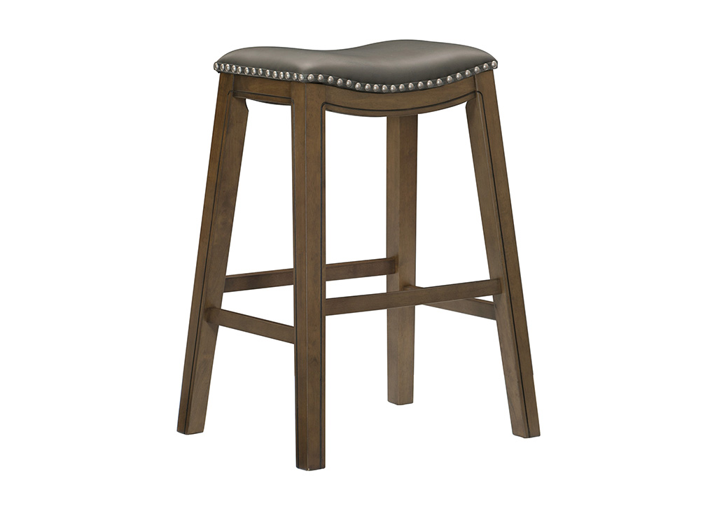 Saddle Seat Nailhead Trim Bar Stool - Gray