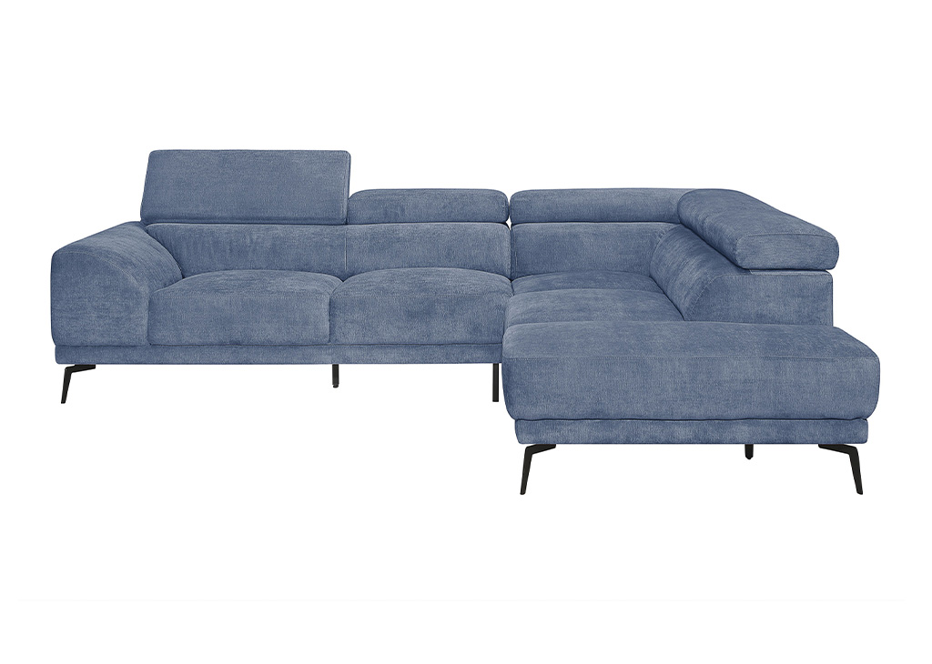 Sleek Contemporary Sectional w/ Right Chaise - Blue