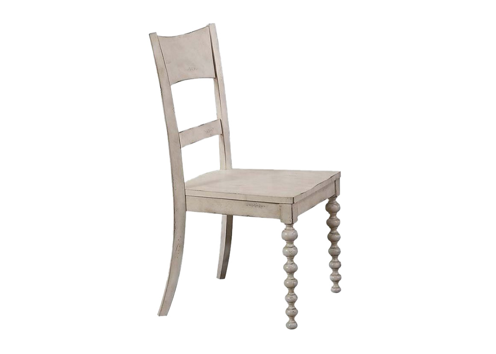 Transitional Antique-White Dining Chair Set