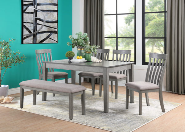 Transitional Dining Table w/ Drawers - Gray Finish