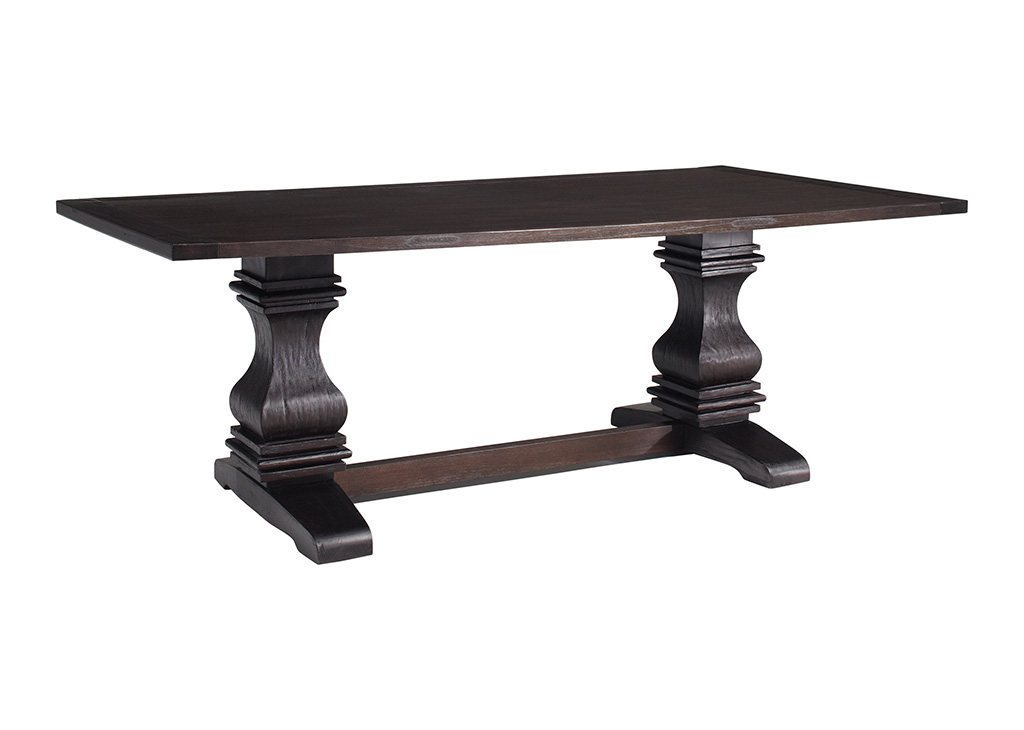 Transitional Espresso Trestle Dining Table