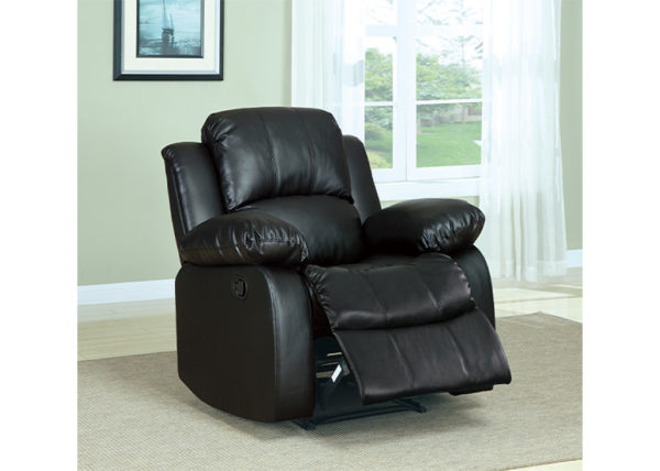 Transitional Faux Leather Recliner - Black