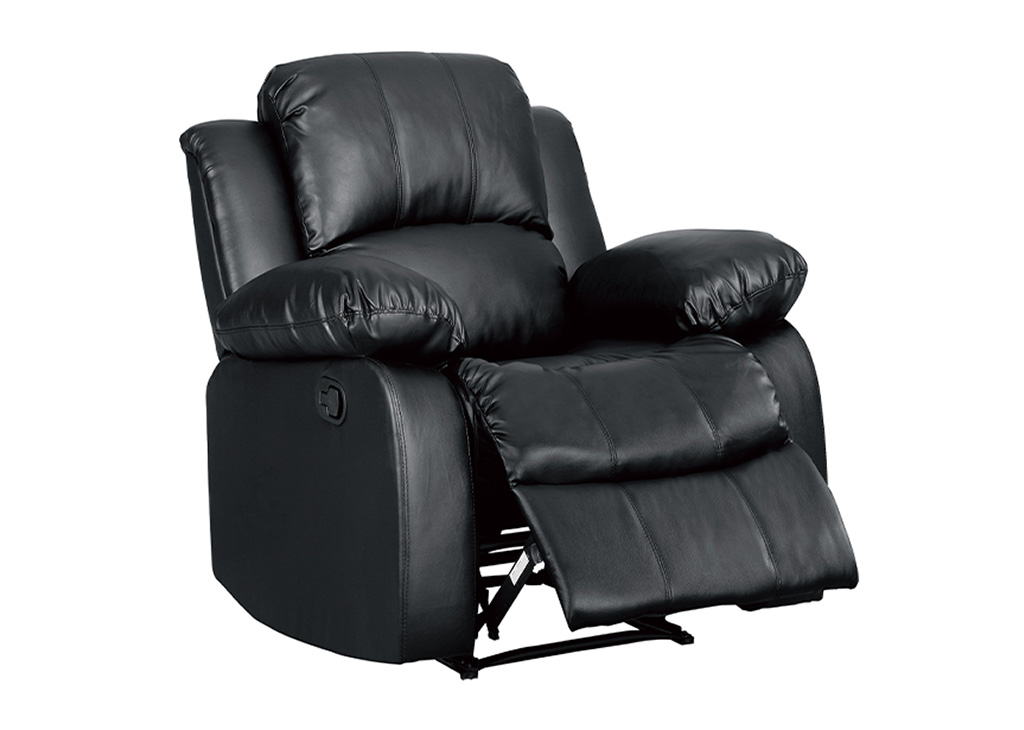 Transitional Faux Leather Recliner - Black