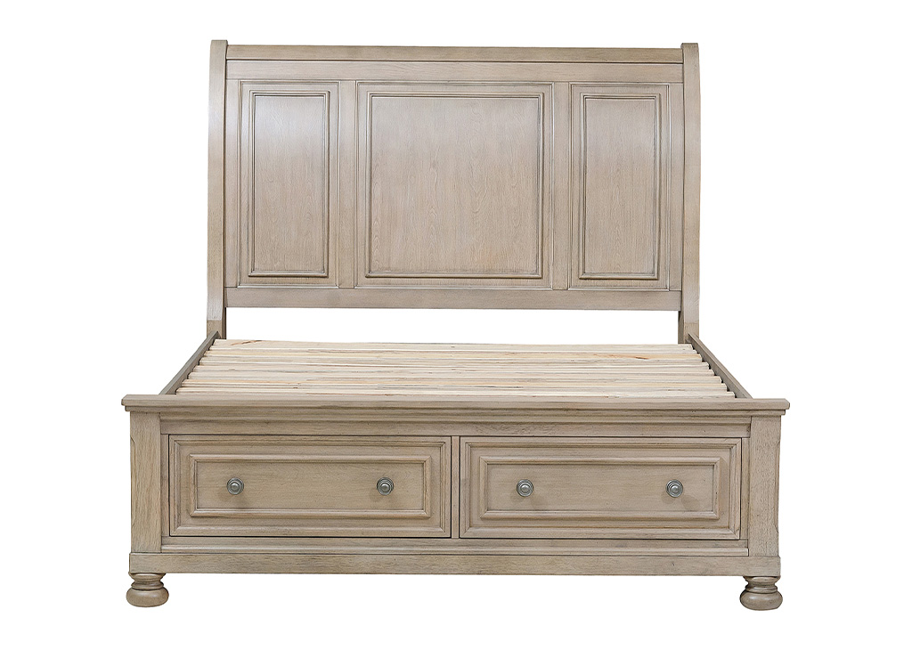 Transitional Queen Sleigh Bed Frame