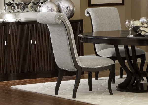 Transitional Rolled Back Dining Chair Set