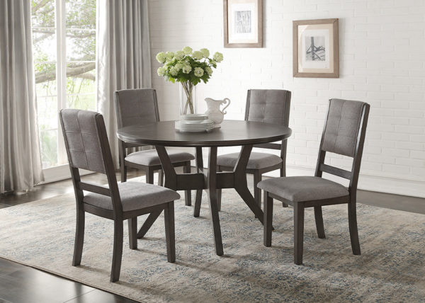 Transitional Slat Tufted Gray Dining Chair Set