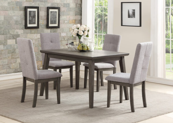 Transitional Tufted Gray Dining Chair Set