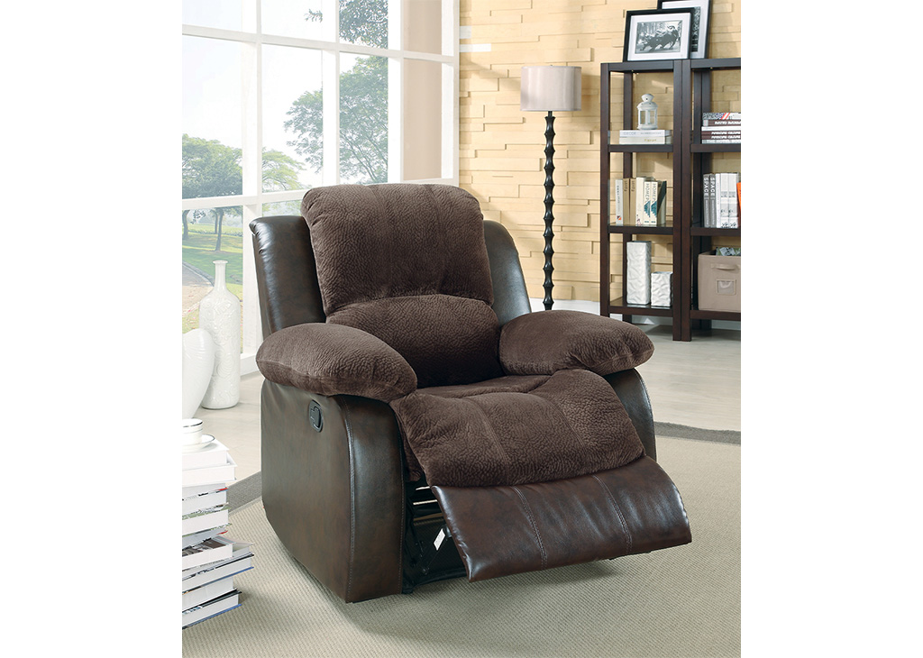 Transitional Two-Tone Brown Recliner