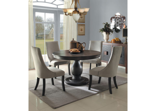 Transitional Upholstered Gray Dining Chair Set