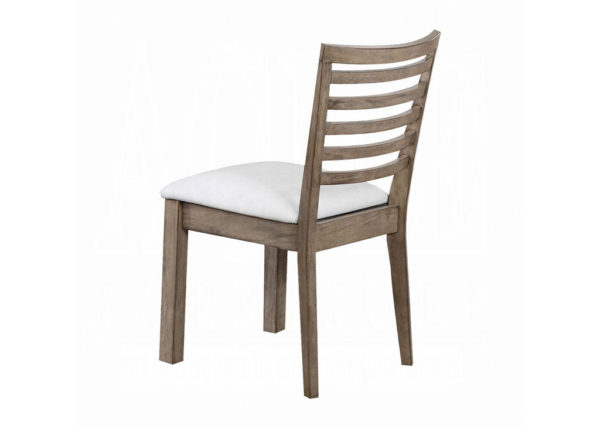 Transitional White & Oak Slat Back Dining Chair Set