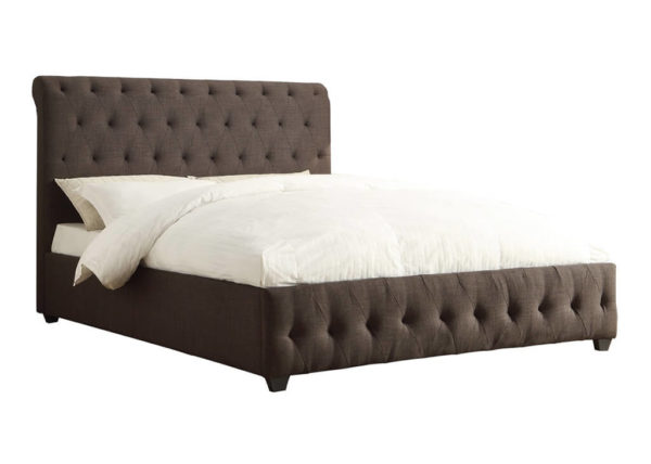 Upholstered Rolled & Tufted Queen Bed Frame