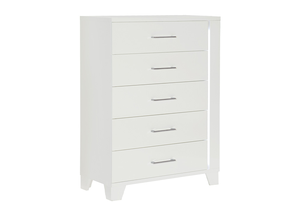 White High Gloss Chest of Drawers w/ LED Light