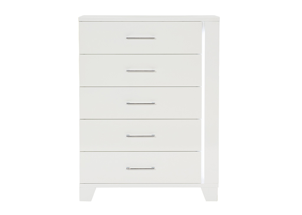 White High Gloss Chest of Drawers w/ LED Light
