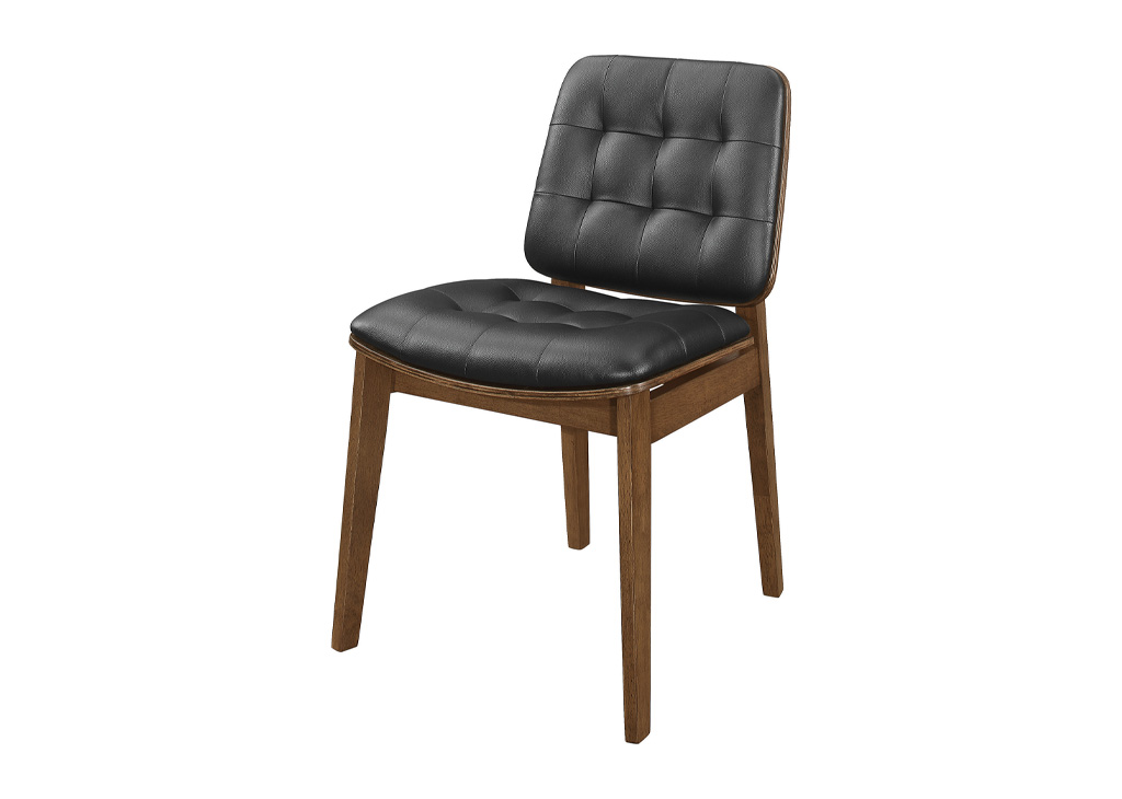 Modern Black Leatherette & Walnut Dining Chair Set