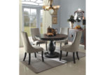 Transitional Round Brown & Gray 5 PC Dining Set