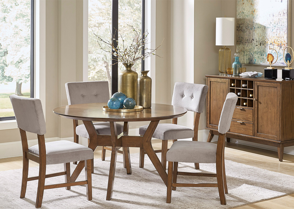 Mid-Century Inspired Gray & Oak 5 PC Dining Set