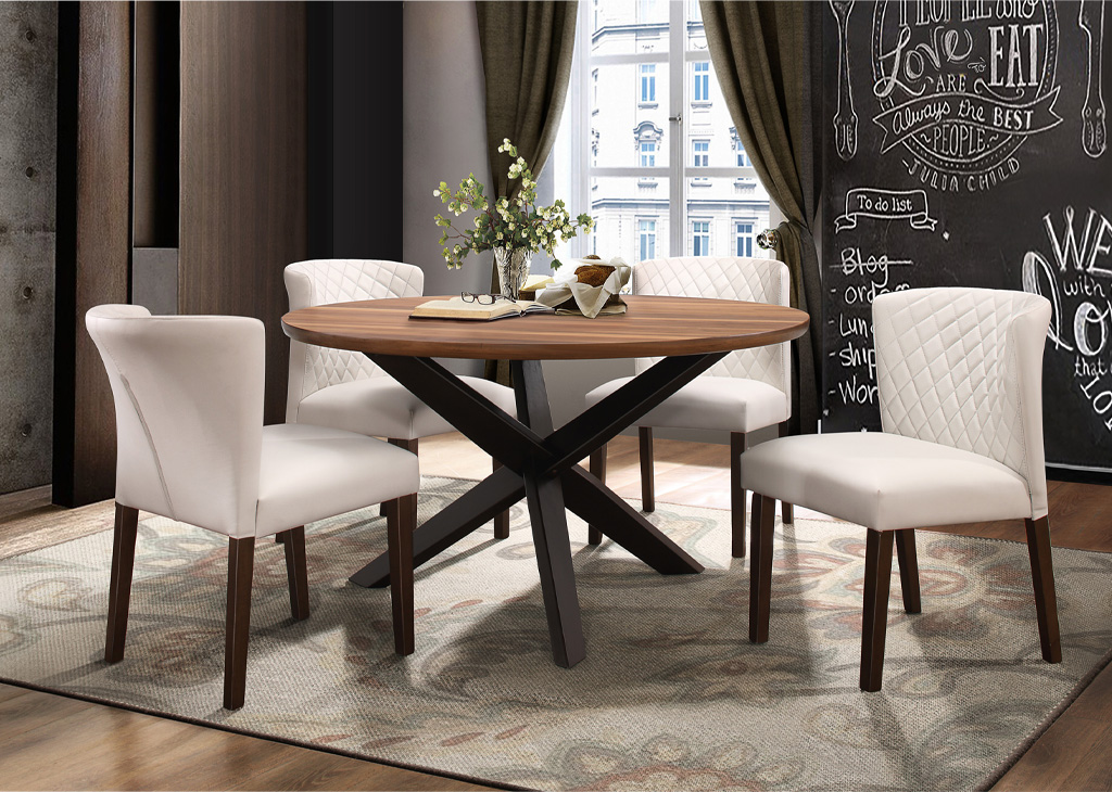 Modern Two-Toned & Faux Leather 5 PC Dining Set