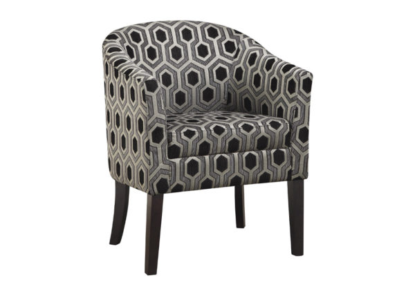 Gray & Black Hexagon Pattern Accent Chair