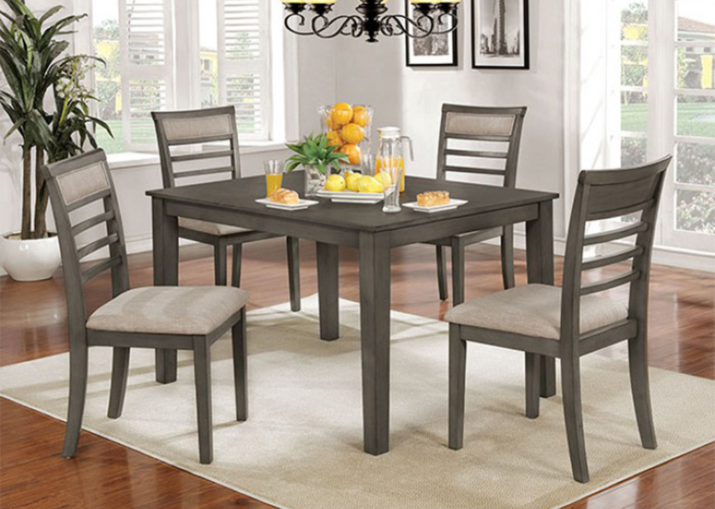 Transitional Weathered Gray 5 PC Dining Set