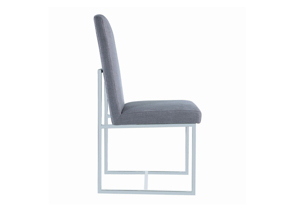 Contemporary Gray Fabric & Chrome Dining Chair Set