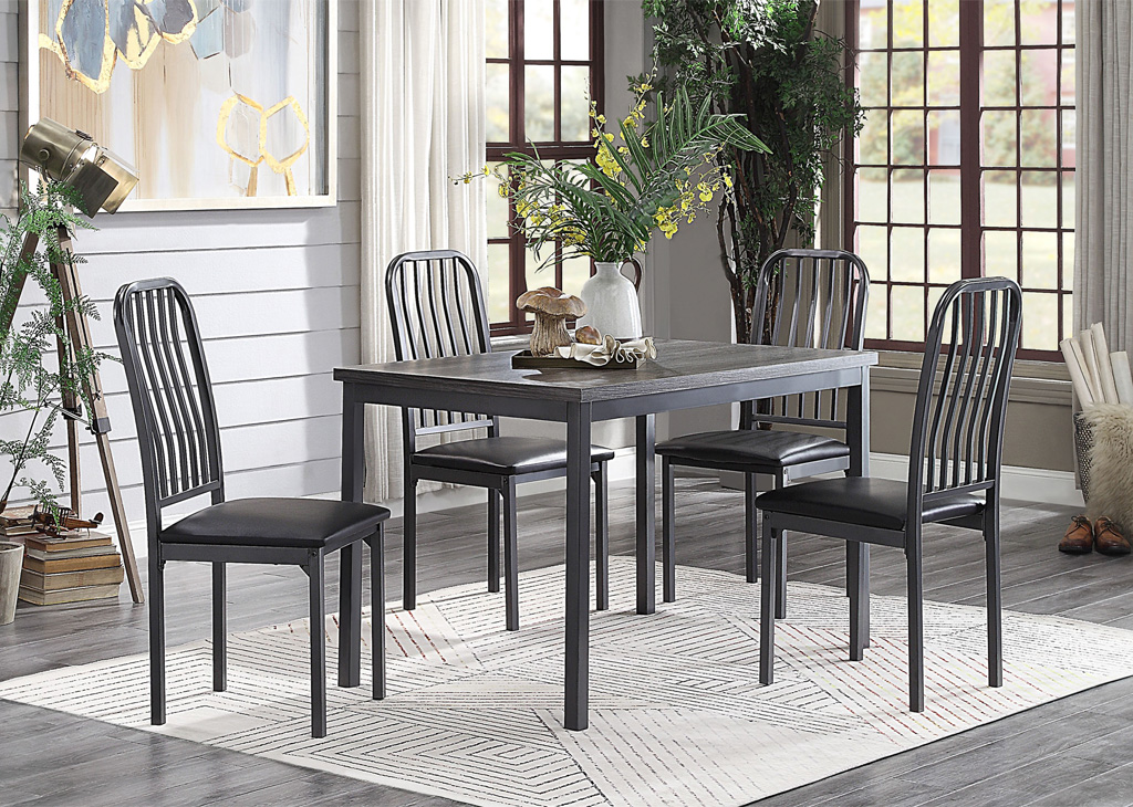 Modern Gray Metal 5 PC Dining Set