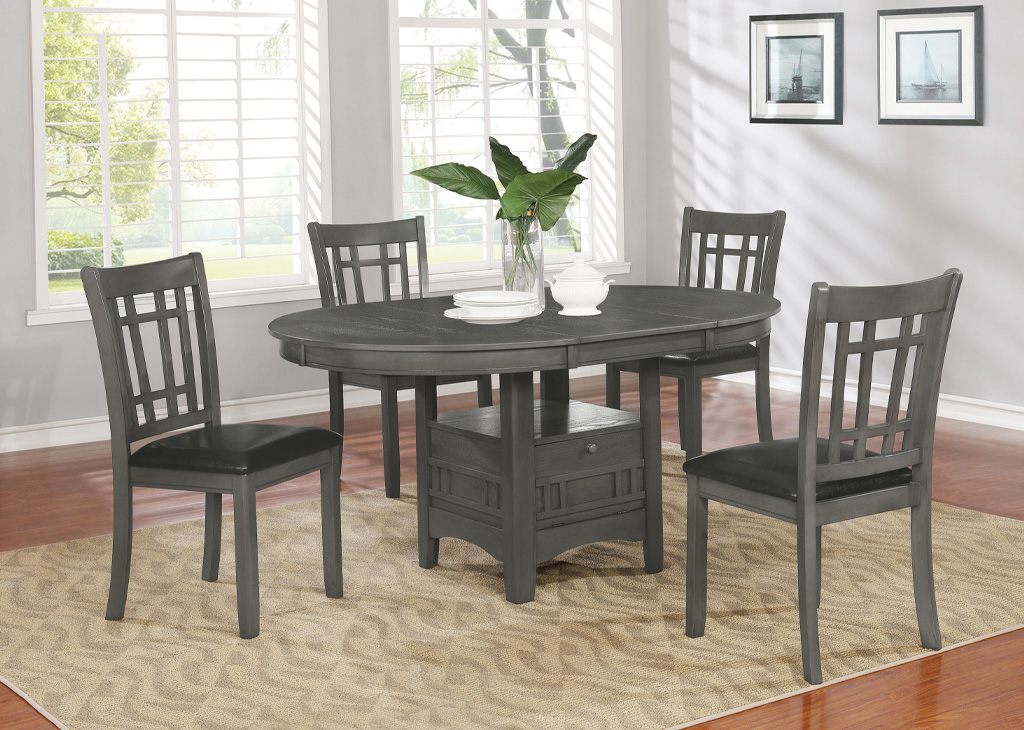 Transitional Extendable Gray 5 PC Dining Set