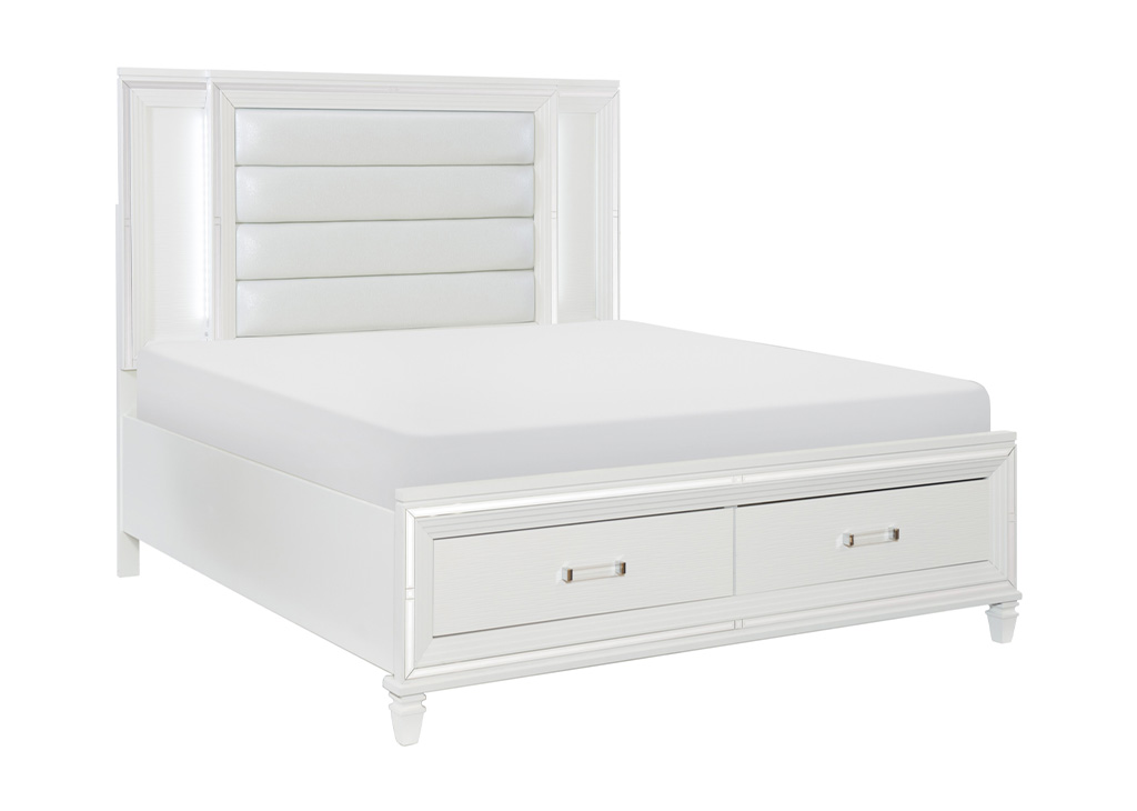 Glam White Embossed Queen 5 PC Bedroom Set