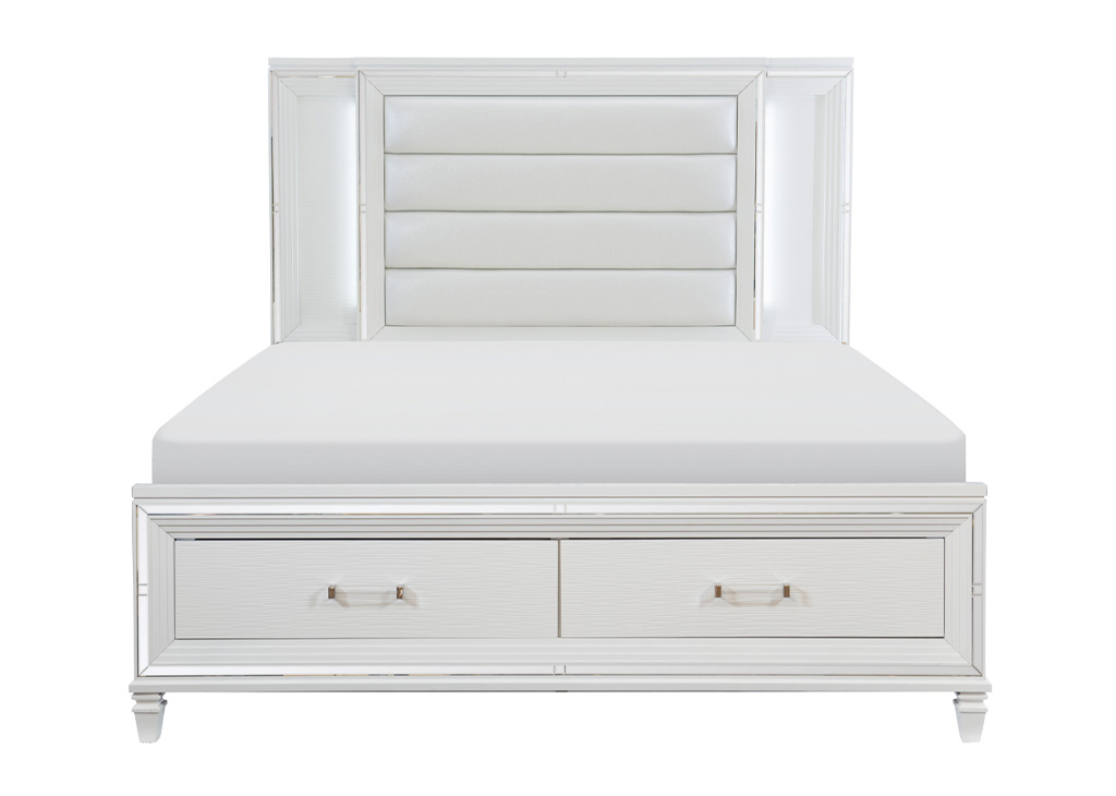 Glam White Embossed Queen 5 PC Bedroom Set