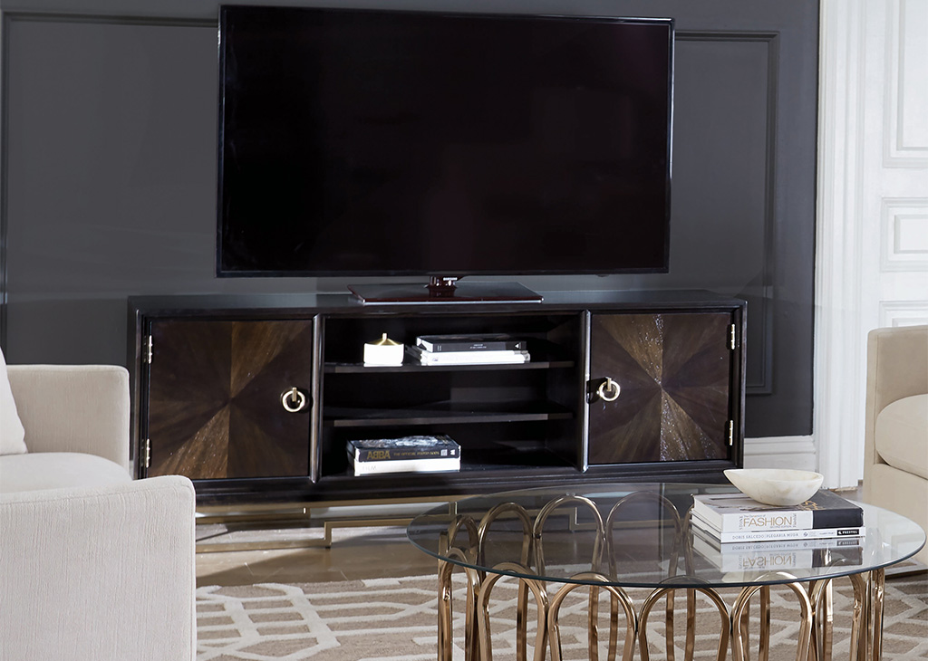 Glam Brown & Rose Brass TV Stand