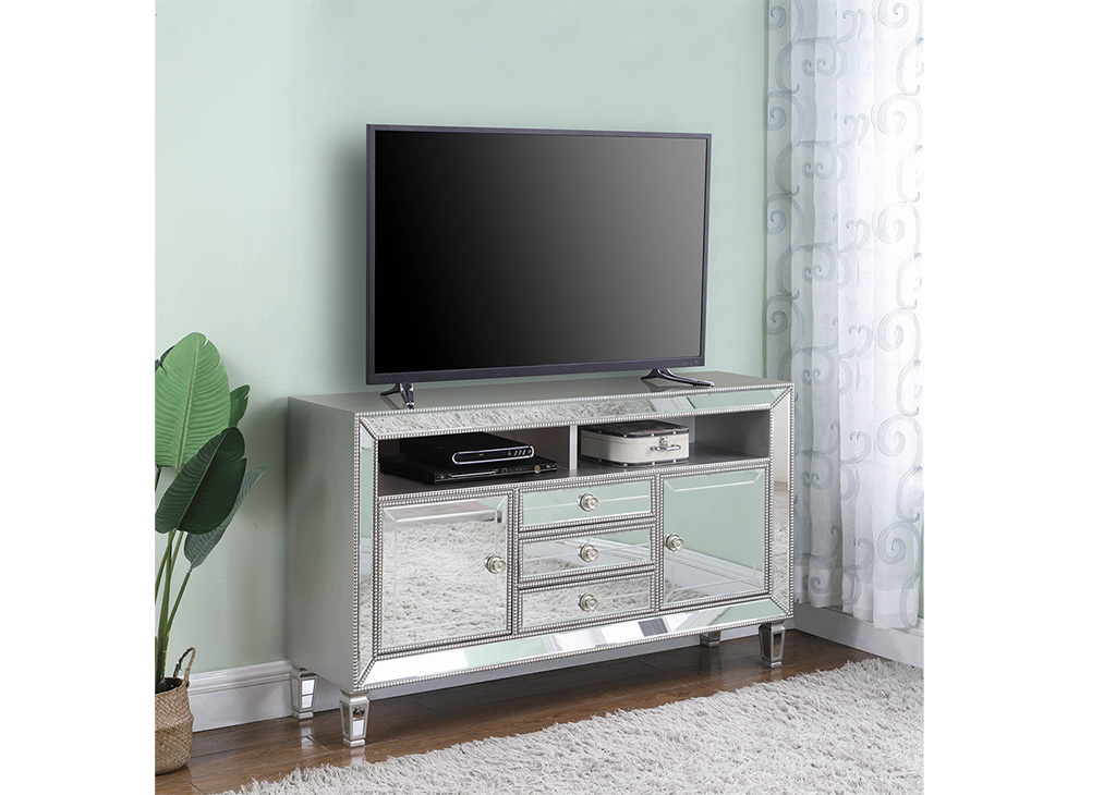 Glam Mirrored & Beaded TV Stand