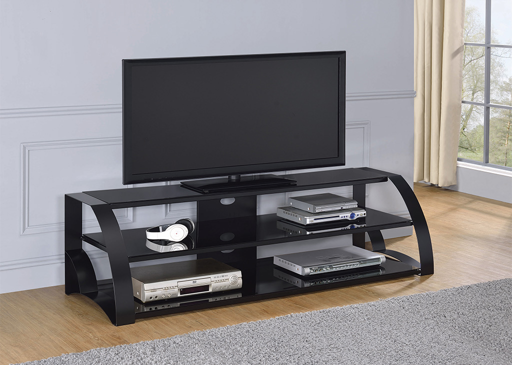 Modern Black 2-Tier TV Stand