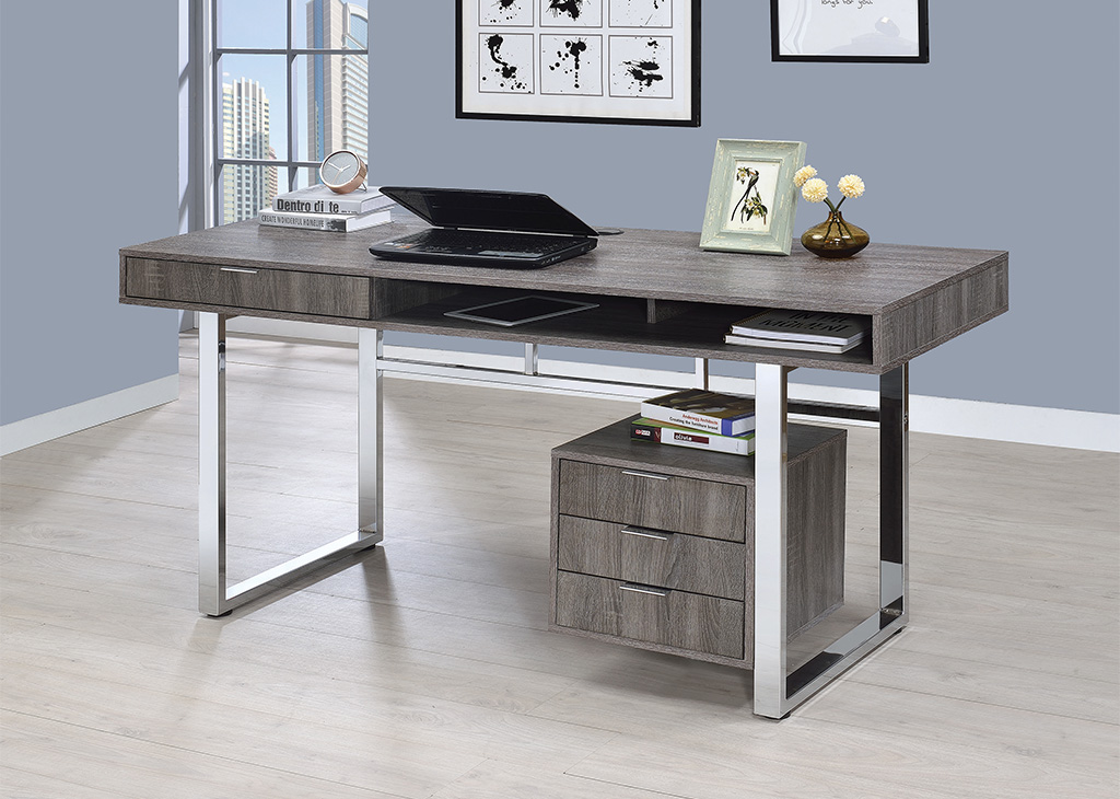 Contemporary Weathered Gray Writing Desk