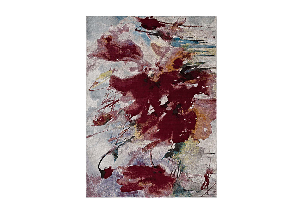 Multicolored Abstract Floral Rug