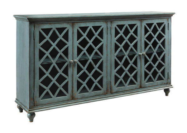 Distressed Teal Accent Cabinet