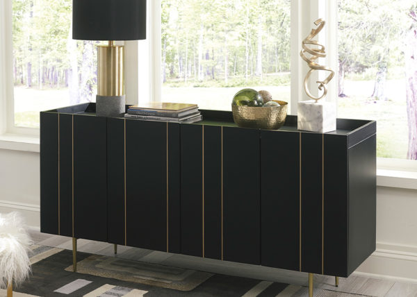 Glam Black & Gold Accent Cabinet