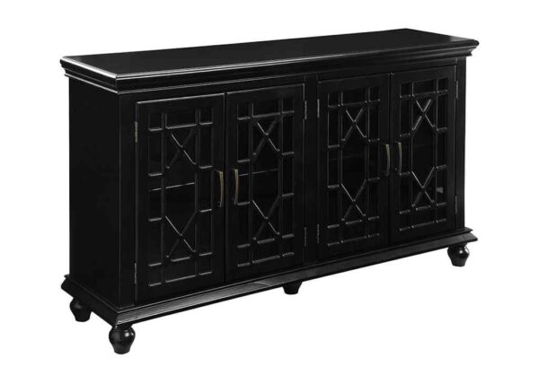 4-Door Farmhouse Style Accent Cabinet in Black