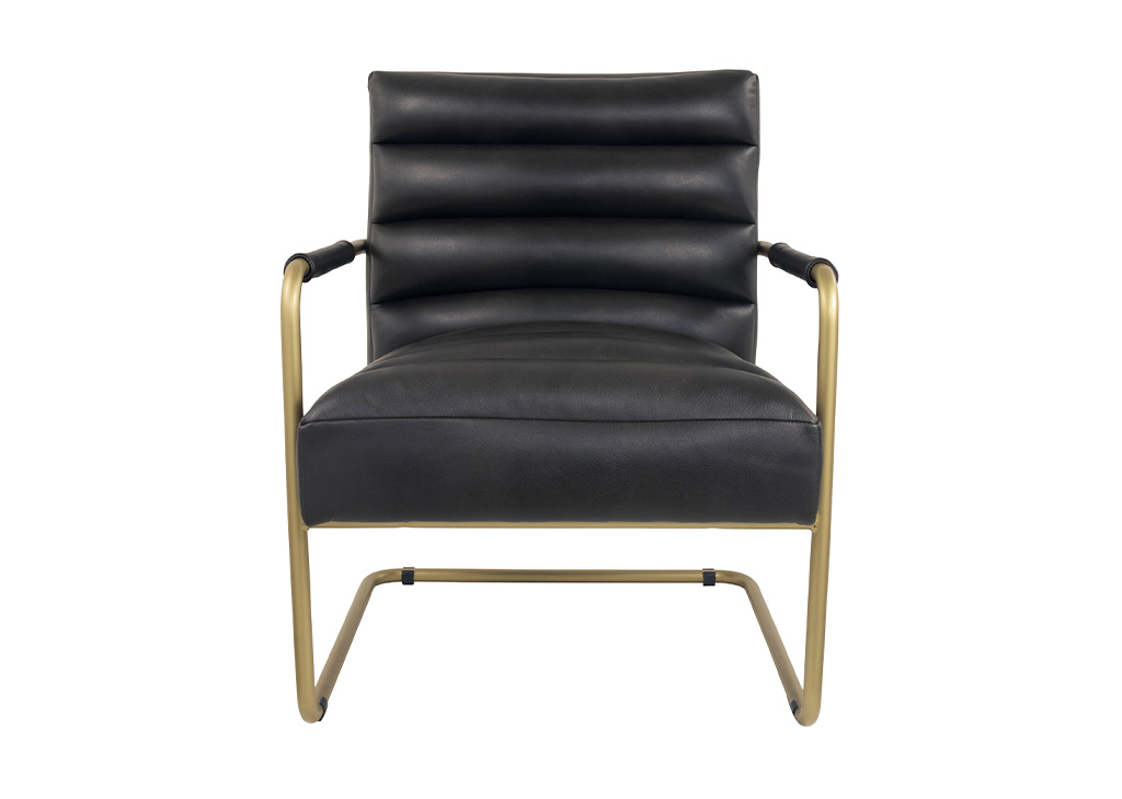 Channel-Tufted & Gold Metal Accent Chair