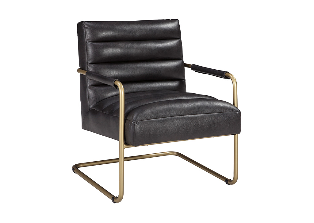 Channel-Tufted & Gold Metal Accent Chair