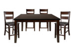 Cherry & Faux Leather Extendable 6 PC Dining Set