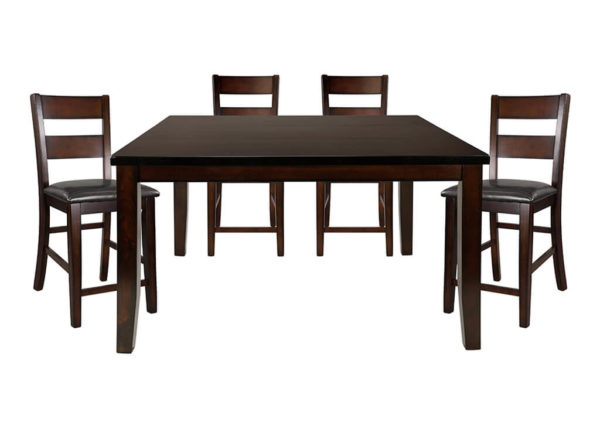 Cherry & Faux Leather Extendable 6 PC Dining Set