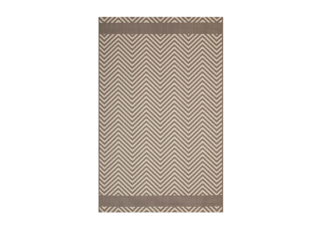 Neutral Geometric Chevron Rug in Beige